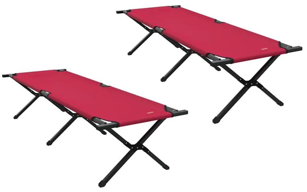 vidaXL Αναδιπλούμενο Κρεβάτι Κάμπινγκ 2 pcs Κόκκινο Ύφασμα Oxford