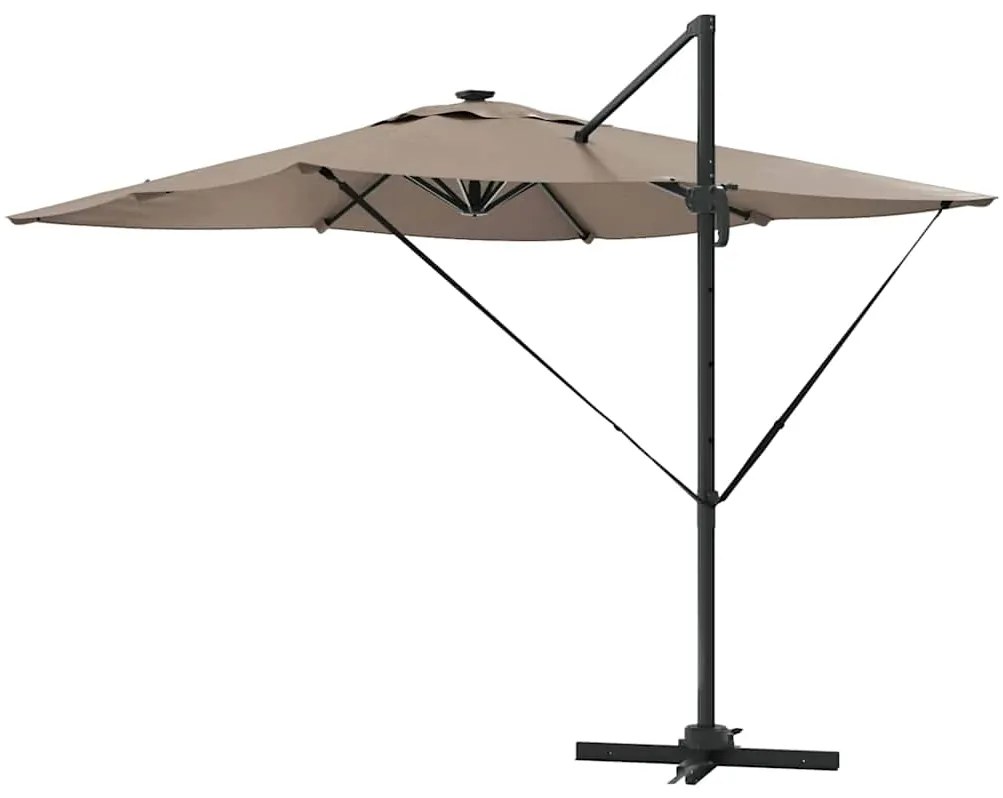 vidaXL Ομπρέλα ηλίου με φώτα λωρίδας LED Taupe 286 x 284 x 270 εκ