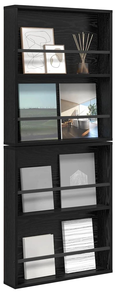 vidaXL Ράφι Περιοδικών με ράφι 2 pcs Μαύρη Οξυά 60 x 12 x 70 εκ