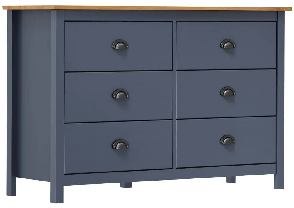 vidaXL Μπουφές Hill Γκρι 125x40x80 εκ. από Μασίφ Ξύλο Πεύκου