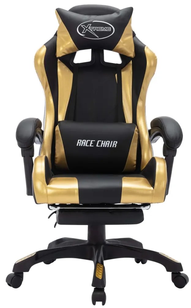 vidaXL Καρέκλα Racing με Φωτισμό RGB LED Χρυσό/Μαύρο Συνθετικό Δέρμα