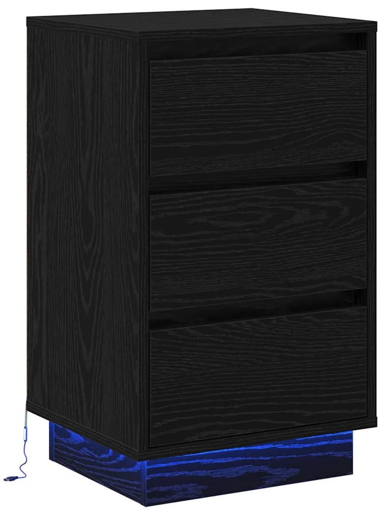 vidaXL Κομοδίνο με συρτάρι Μαύρο 39 x 34.5 x 65 εκ. Επεξεργασμένο ξύλο