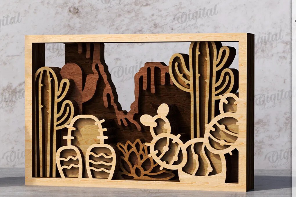 Σετ των 2 Intra απο ξύλο plywood 3mm-4mm πάχος Διακόσμηση σπιτιού με 3D επίπεδα Δίασταση 30x20 cm INTRAFABR-119973345