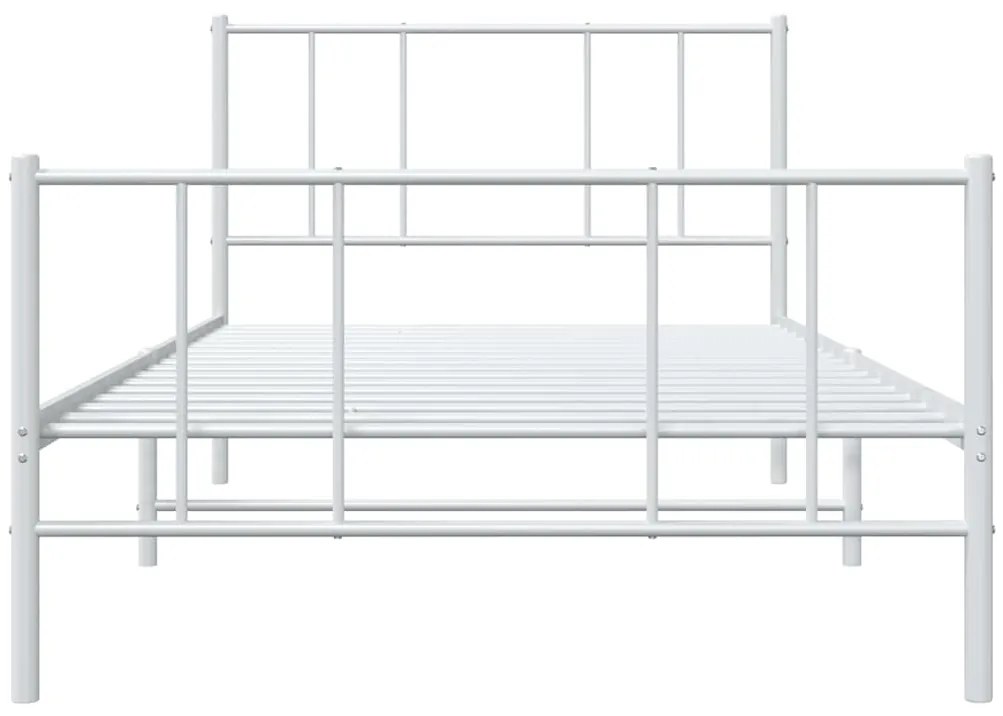 vidaXL Πλαίσιο Κρεβατιού με Κεφαλάρι&amp;Ποδαρικό Λευκό 100x190εκ. Μέταλλο