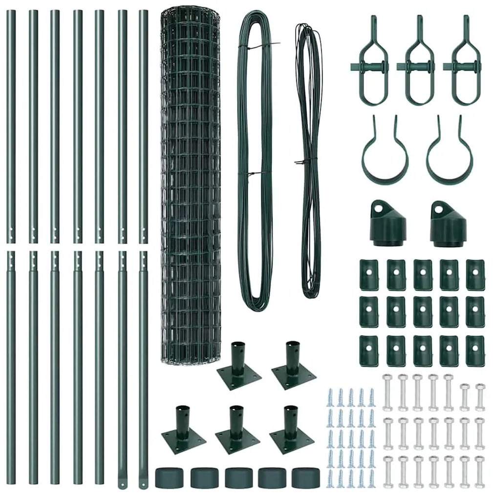 vidaXL Τεντώτο με στήριγμα Πράσινο 1,6 x 10 m Χάλυβας και PVC