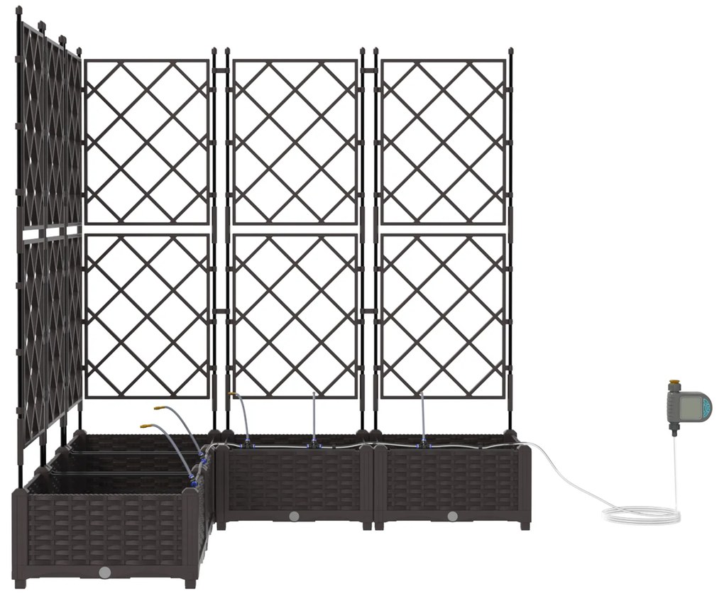 vidaXL Γλάστρες Κήπου 1 τεμ Καφασωτό Καφέ 120 x 120 x 126 cm Πλαστικό