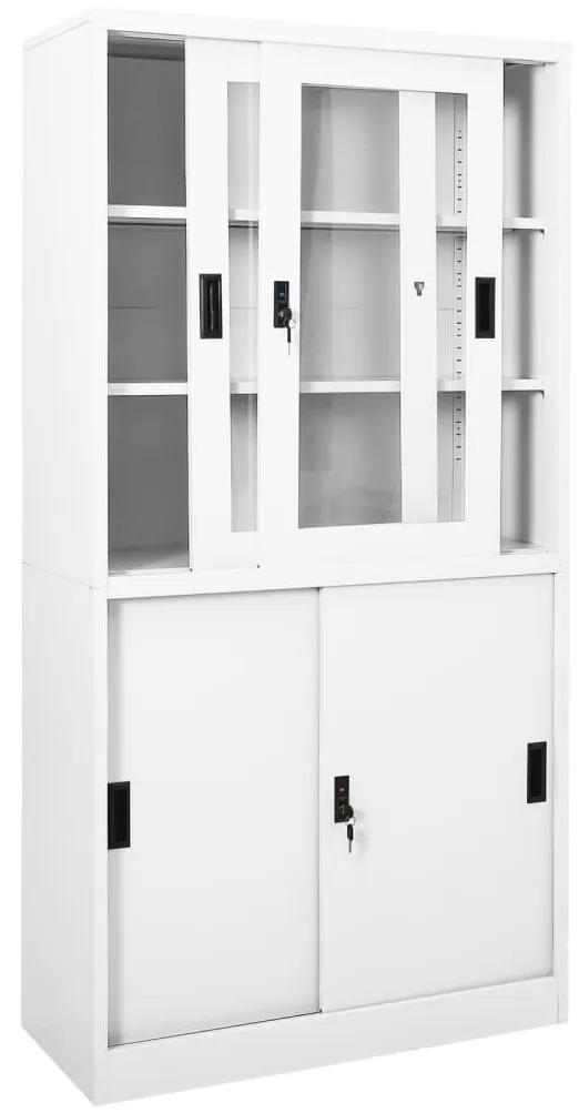 Ντουλάπα Γραφείου με Συρόμενη Πόρτα Λευκή 90x40x180 εκ Ατσάλινη - Λευκό