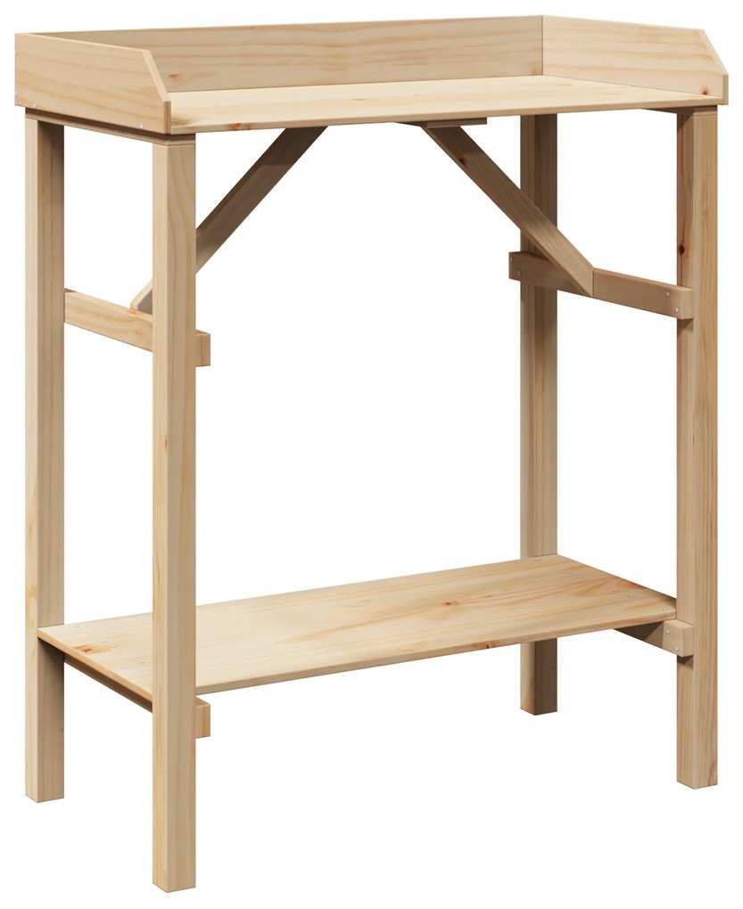 vidaXL Στήριξη φυτών με ράφι Μπεζ 75 x 40 x 90 εκ. Μασίφ ξύλο πεύκου