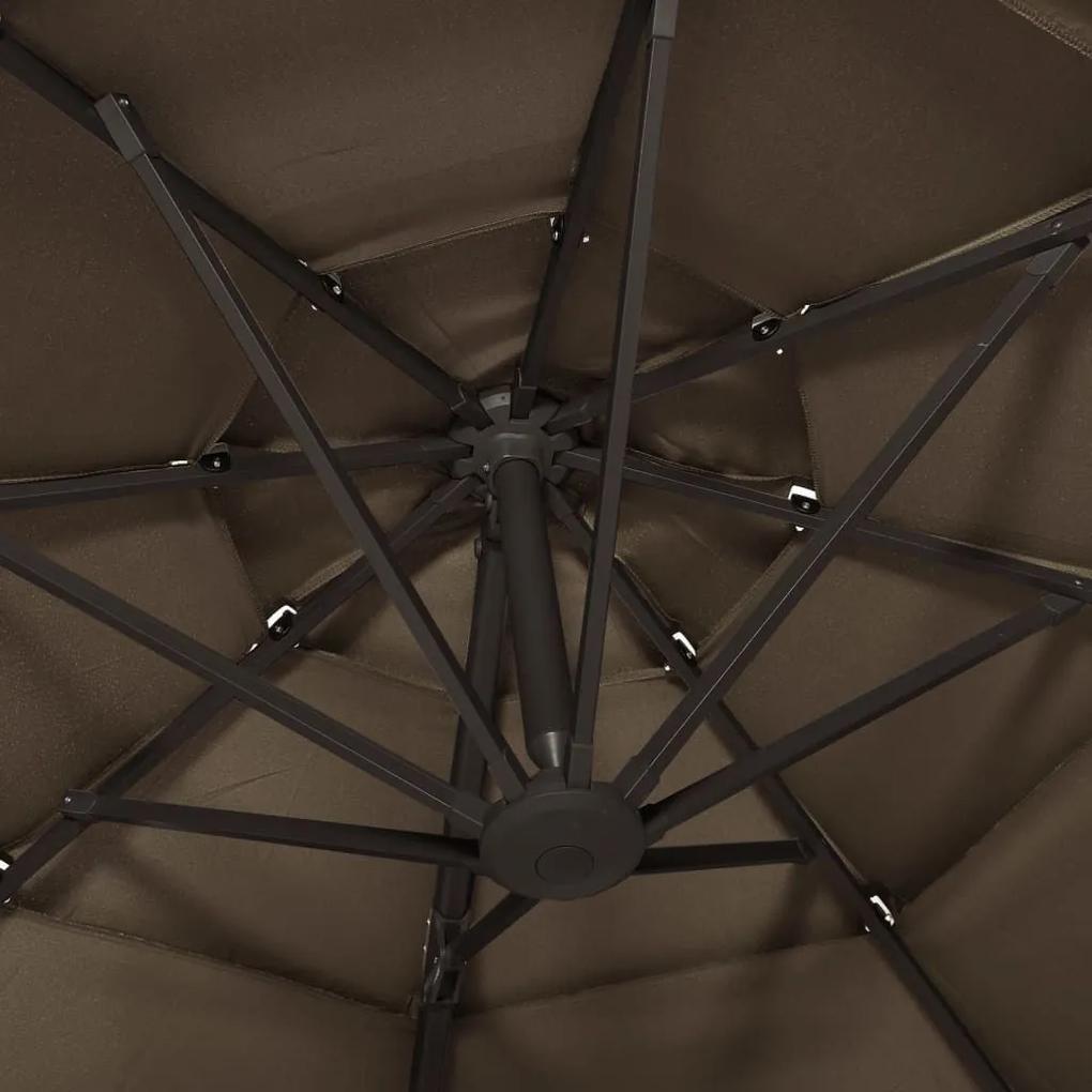 Ομπρέλα 4 Επιπέδων Taupe 3 x 3 μ. με Ιστό Αλουμινίου - Μπεζ-Γκρι