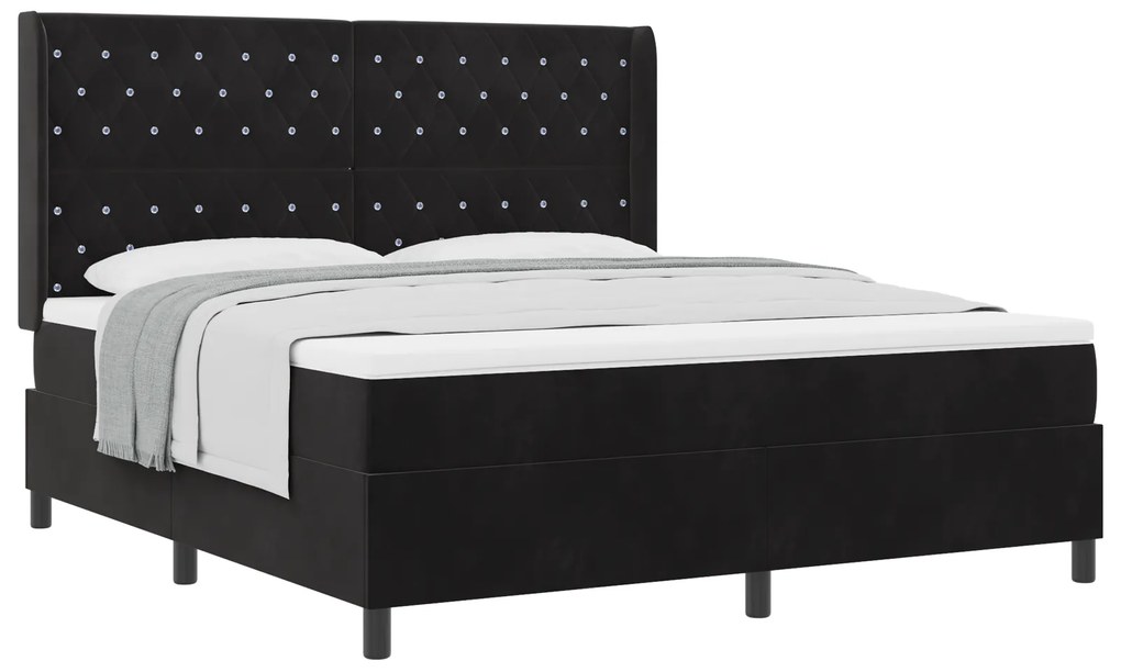 vidaXL Κρεβάτι Box Spring με Στρώμα Μαύρο 180x200 cm Βελούδο