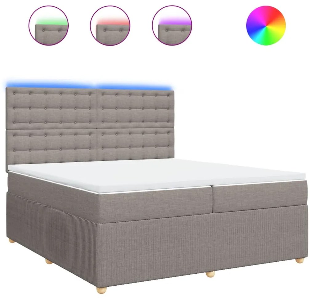 vidaXL Κρεβάτι Boxspring με Στρώμα Taupe 200x200 εκ. Υφασμάτινο