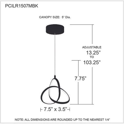 SE LED 25 MIRABELLA BLACK PENDANT 22W 3CCT 3 YEARS WARRANTY