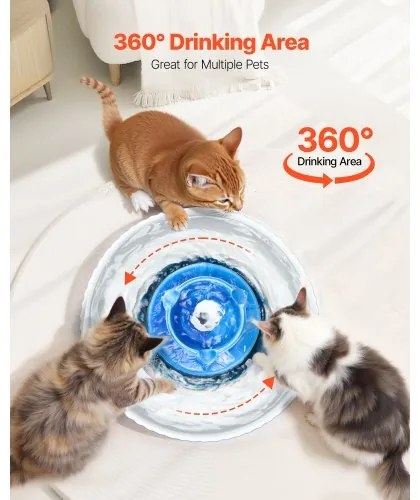 VEVOR Ceramic Cat Water Fountain 2.1 L Cupcake Pet Fountain for Cats and Dogs