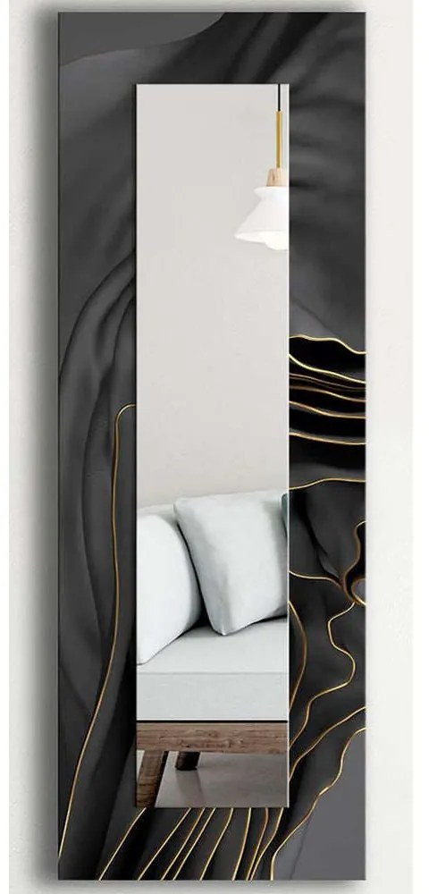 Καθρέπτης Τοίχου 235MRA1166 40x120cm Black-Gold Wallity Mdf,Fabric
