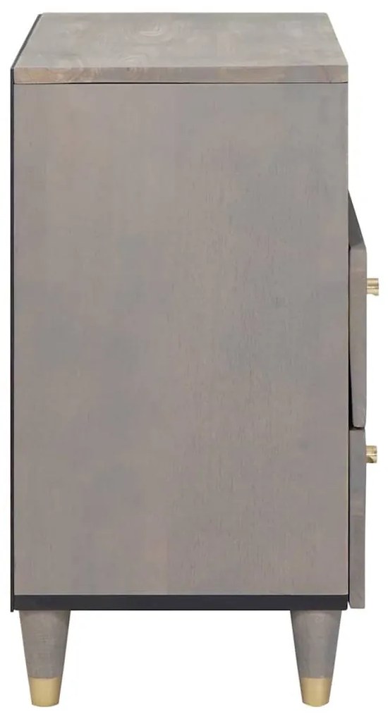 vidaXL Κομοδίνο με συρτάρι Γκρι 50 x 33 x 62 εκ. Μασίφ ξύλο μάνγκο