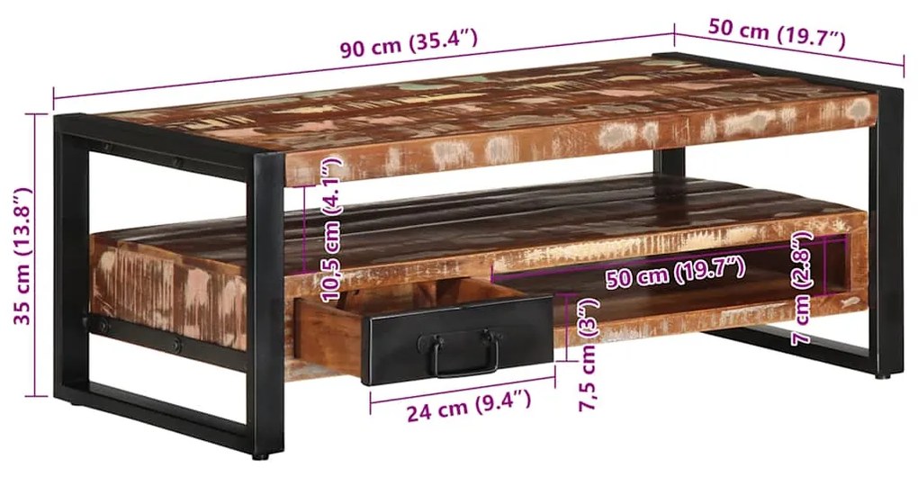 ΤΡΑΠΕΖΑΚΙ ΣΑΛΟΝΙΟΥ ΠΟΛΥΧΡΩΜΟ 90X50X36CM ΞΥΛΟ ΜΑΣΙΦ ΑΝΑΓΕΝΝΗΜΕΝΟ 4013558