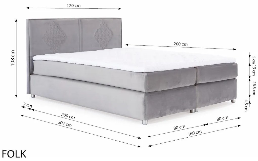 Επενδυμένο κρεβάτι Folk-Gkri-160 x 200
