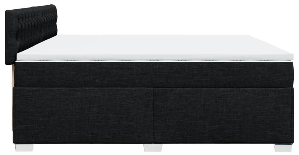 Κρεβάτι Boxspring με Στρώμα Μαύρο 200x200 εκ. Υφασμάτινο - Μαύρο