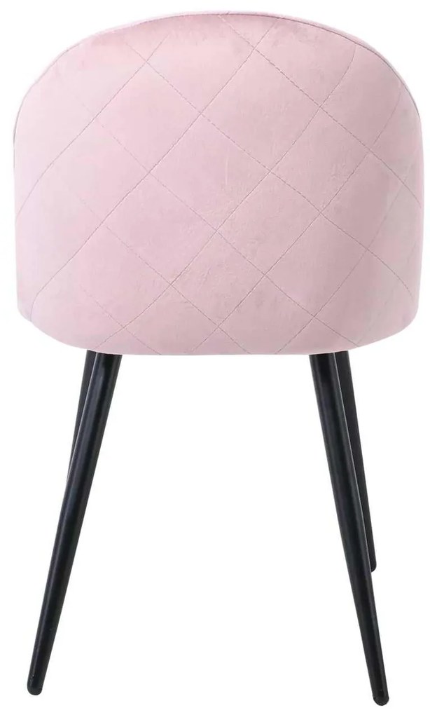 Καρέκλα Bella Μέταλλο Βαφή Μαύρο / Ύφασμα Velure Dirty Pink . Διάσταση: 50x57x81cm (Σετ 4 ΤΕΜ)