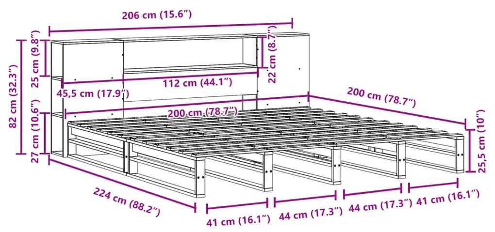 ΚΡΕΒΑΤΙ ΒΙΒΛΙΟΘΗΚΗ ΧΩΡΙΣ ΣΤΡΩΜΑ ΛΕΥΚΟ 200X200 ΕΚ ΜΑΣΙΦ ΞΥΛΟ 3323888