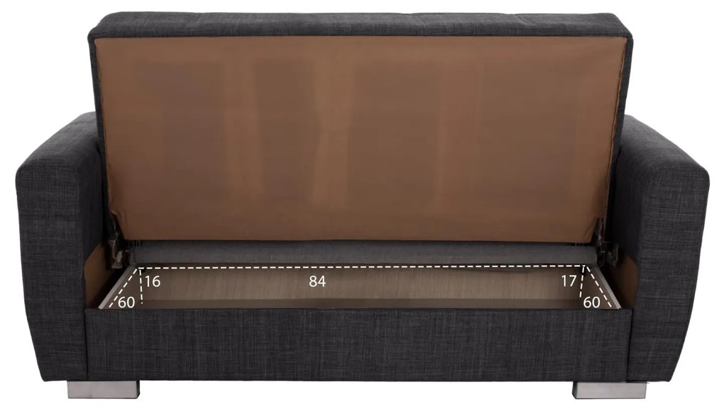 Καναπές - Κρεβάτι Polya 2θέσιος Γκρί 150x84x88 εκ. 150x84x88 εκ.