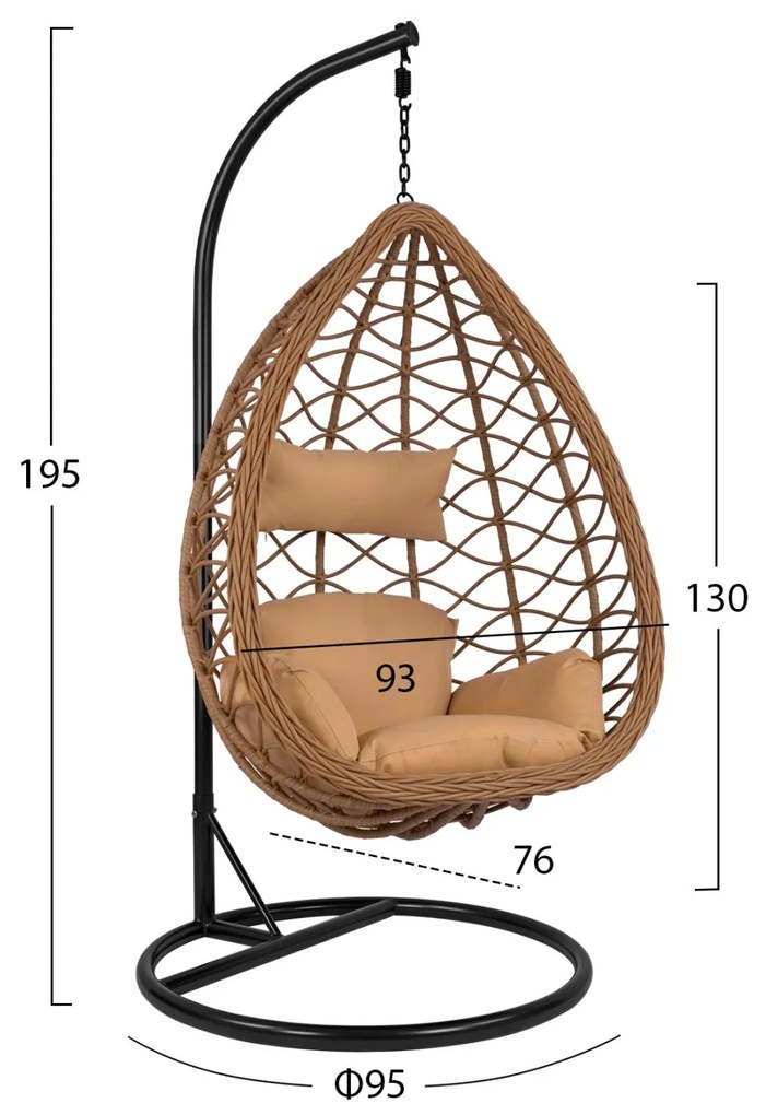 ΚΡΕΜΑΣΤΗ ΠΟΛΥΘΡΟΝΑ ΦΩΛΙΑ CATALINA  ΜΕ ΜΠΕΖ WICKER &amp; ΜΑΞΙΛΑΡΙΑ Φ95Χ195Υ εκ.