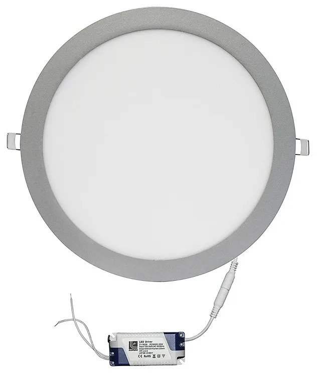 Adeleq Led Φωτιστικό Ψευδοροφής Αλουμινίου Στρογγυλό 24W 6300K 120ο Ασημί D300 21-025160