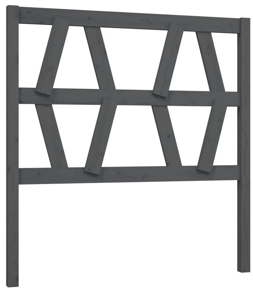 vidaXL Κεφαλάρι Κρεβατιού Γκρι 106 x 4 x 100 εκ. από Μασίφ Ξύλο Πεύκου