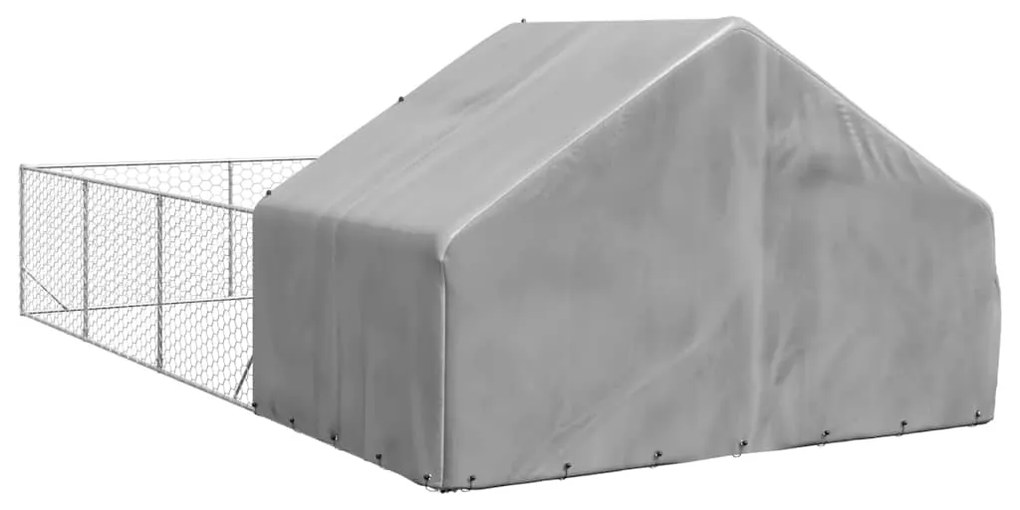 vidaXL Κλουβί Σκύλου Εξωτερ. Χώρου με τρεχάλα 7x3x1,9μ. Γαλβαν. Ατσάλι