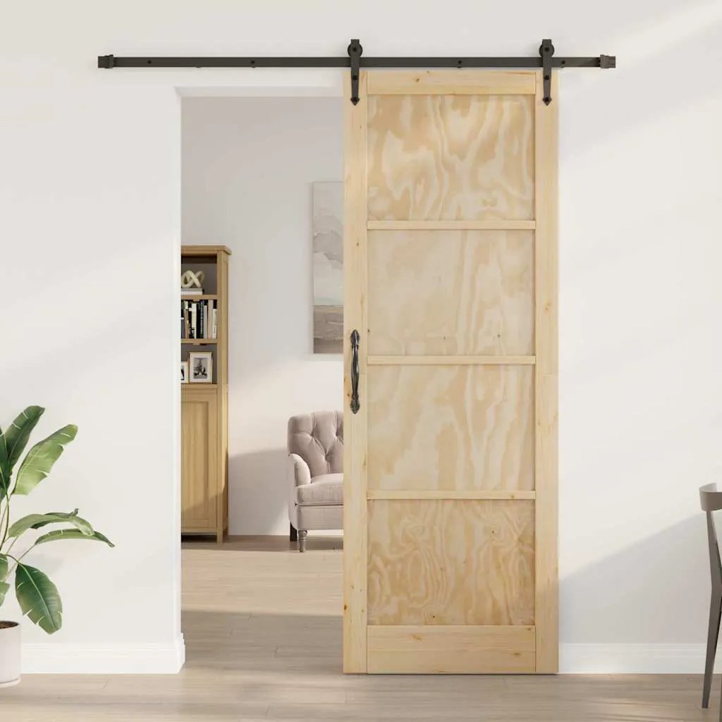 vidaXL Συρόμενη Πόρτα Άλλο ORKDAL Φυσικό και μαύρο 83 x 232 εκ.