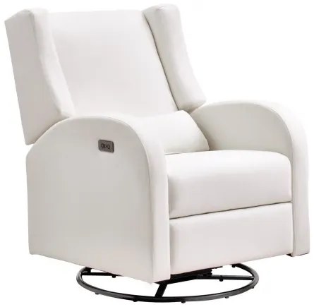 VEVOR Electronic Power Recliner and Swivel Glider, 250 lbs Weight Capacity Swivel Glider Recliner Chair with Adjustable Angle, Polyester Surface Recliner Rocker for Living Room, Bedroom, Off White