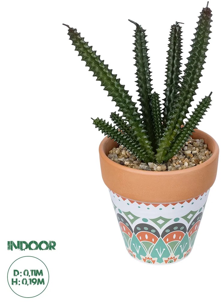 GloboStar® Artificial Garden SUCCULENT EUPHORBIA POTTED PLANT 21045 Διακοσμητικό Φυτό Ευφορβία Φ11 x Υ19cm