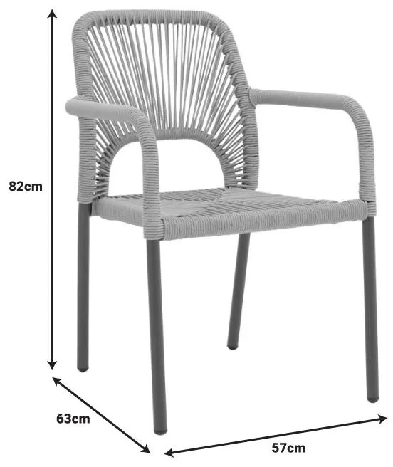 Καρέκλα - Πολυθρόνα αλουμινίου Norture στοιβαζόμενη ανθρακί σκελετός-φυσικό rattan 57x63x82 εκ. 57x63x82 εκ.
