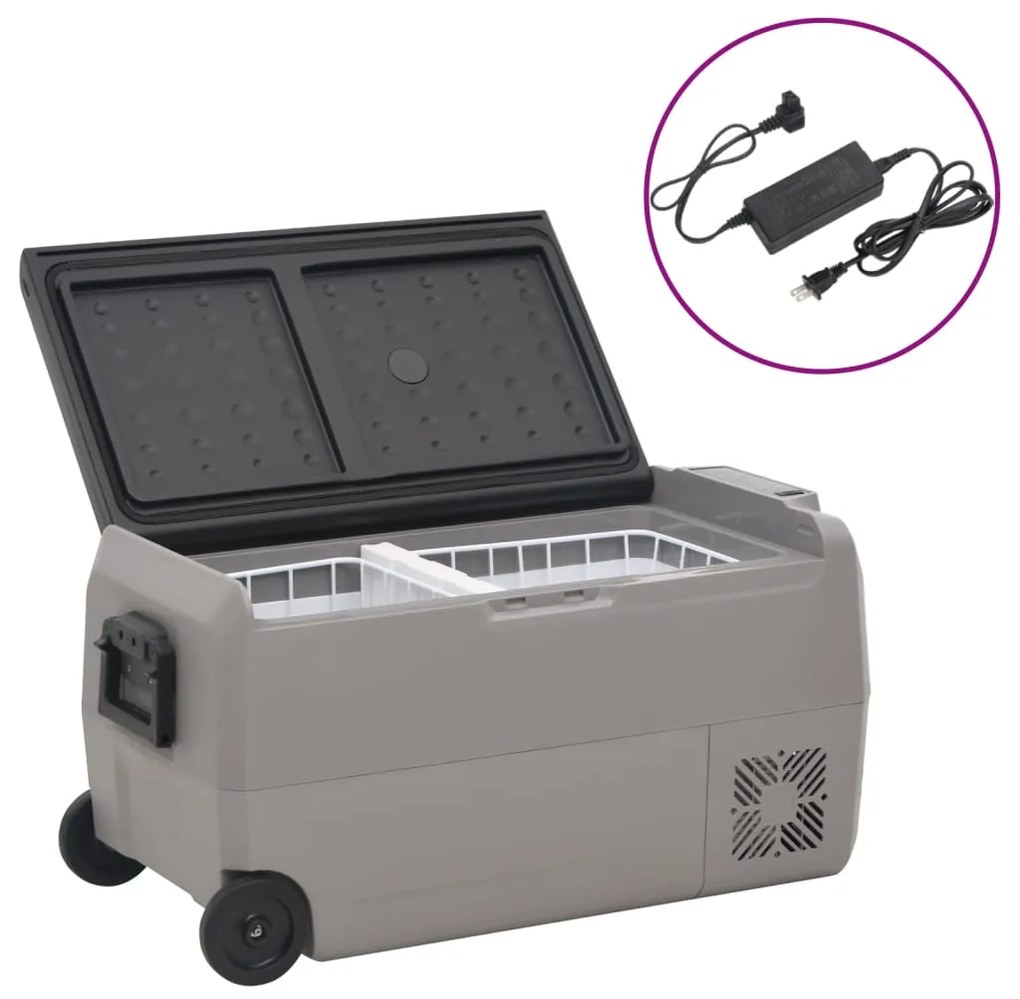 vidaXL Ψυγείο με Ρόδες &amp; Προσαρμογέα Μαύρο/Γκρι 36 Λ. από PP &amp; PE