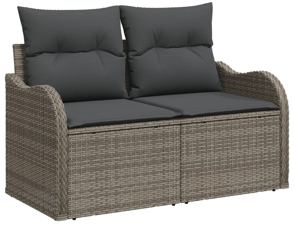 vidaXL Σετ Σαλονιού 8 τεμαχίων με Μαξιλάρια Γκρι Poly Rattan