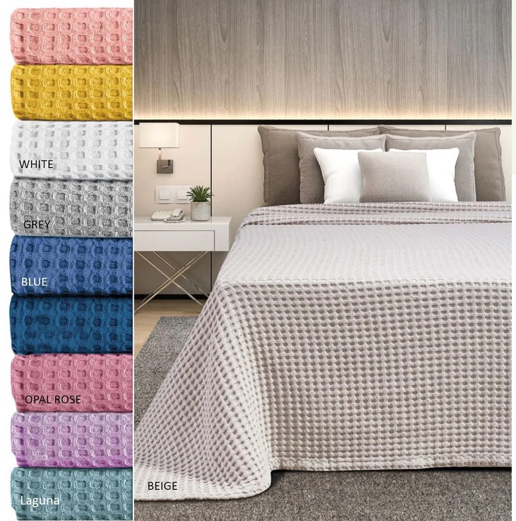 Κουβέρτα Πικέ King Size (240x260) AdamHome Waffle SS2023 Βεραμάν