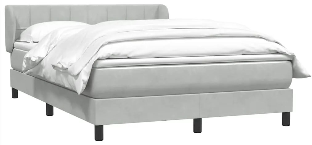 vidaXL Κρεβάτι Boxspring με Στρώμα Ανοιχτό Γκρι 160x220 εκ. Βελούδινο