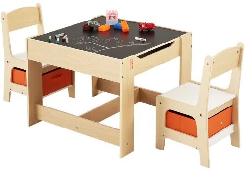 VEVOR Kids Table and Chair Set, Wooden Activity Table with Storage Space and Boxes, Kids Play Table for Toddlers Art, Craft, Reading, Learning
