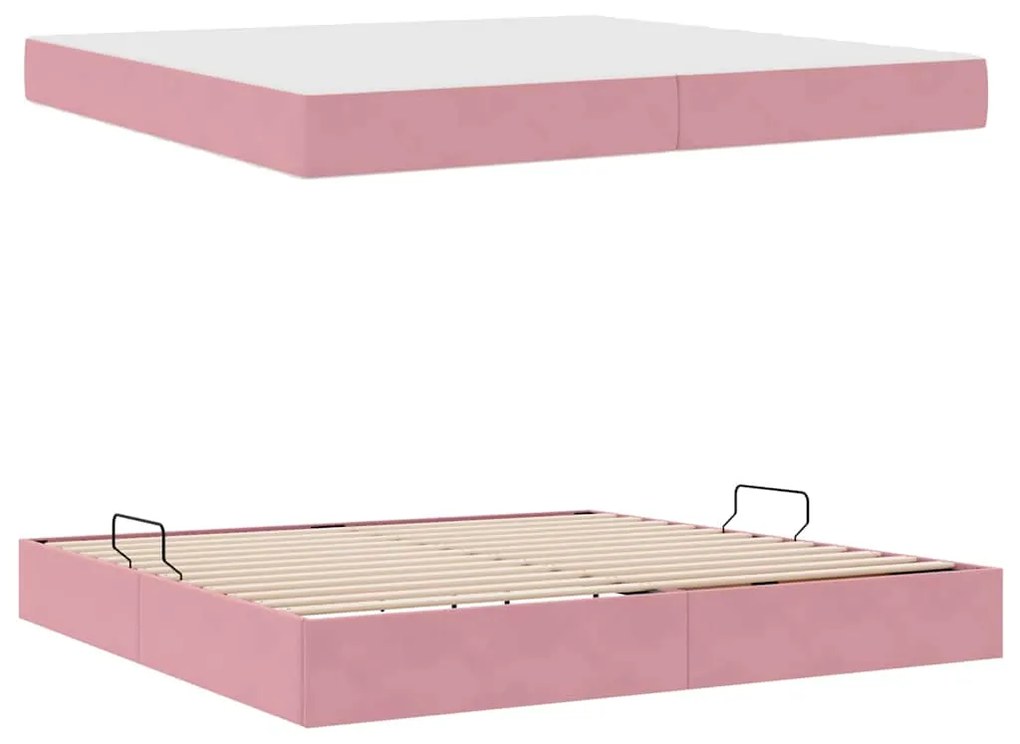 vidaXL Κρεβάτι με αποθηκευτικό χώρο και στρώμα Ροζ 200 x 200 cm