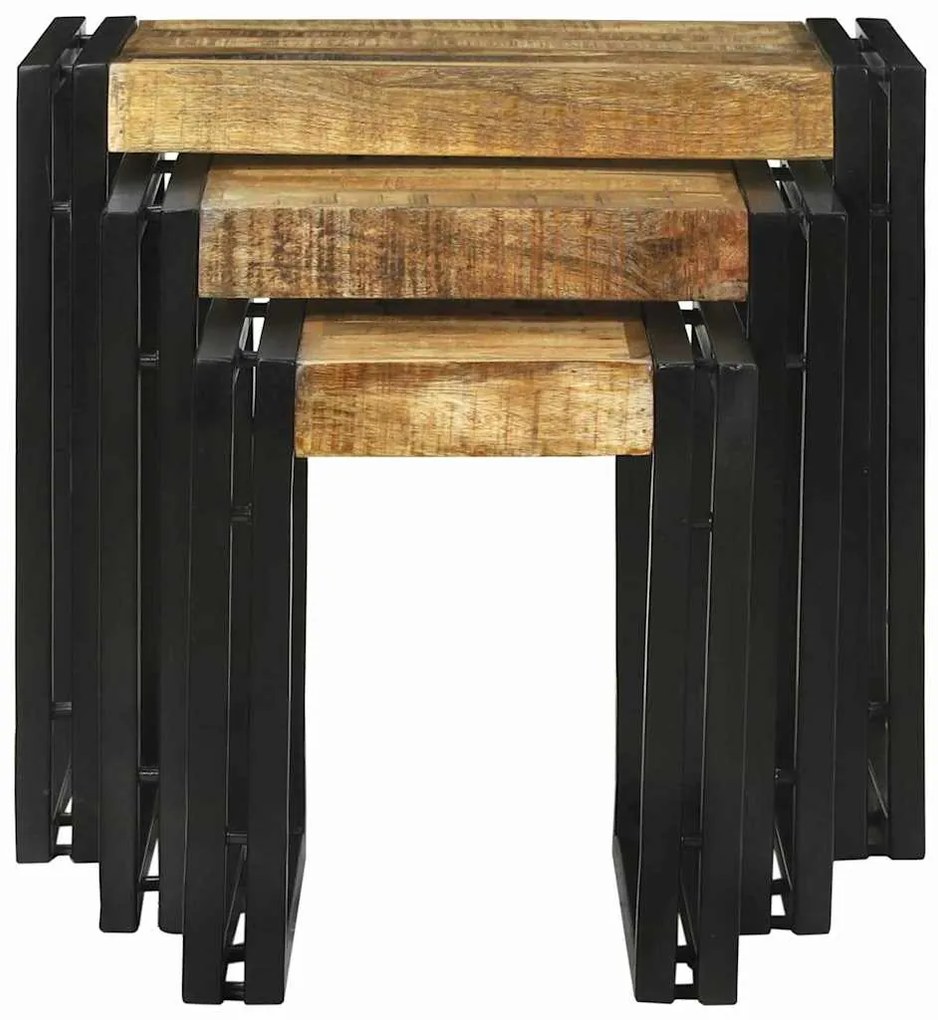 vidaXL Τραπέζι Σαλονιού με Στηρίγματα 3 pcs Καφέ και Μαύρο