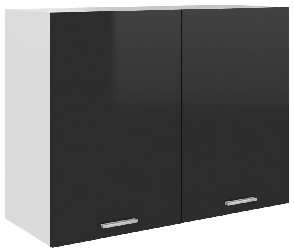vidaXL Ντουλάπι Κρεμαστό Γυαλιστερό Μαύρο 80x31x60 εκ. από Μοριοσανίδα