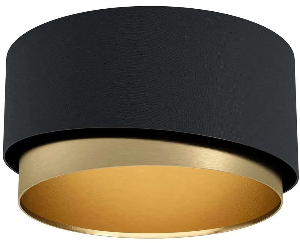 Φωτιστικό Οροφής - Πλαφονιέρα Manderline 39924 Φ45x22cm 1xE27 40W Black-Brass Eglo Steel,Fabric