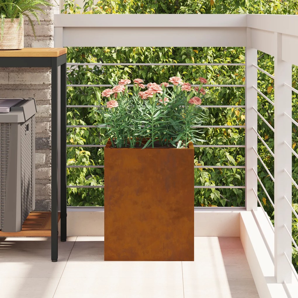 vidaXL Γλάστρα Κήπου Καφέ 32 x 32 x 40 εκ. Φθαρμένο ατσάλι