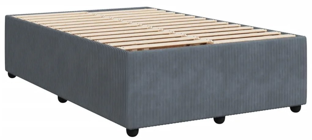 Κρεβάτι Boxspring με Στρώμα Σκούρο Γκρι 120x200 εκ. Βελούδινο - Γκρι