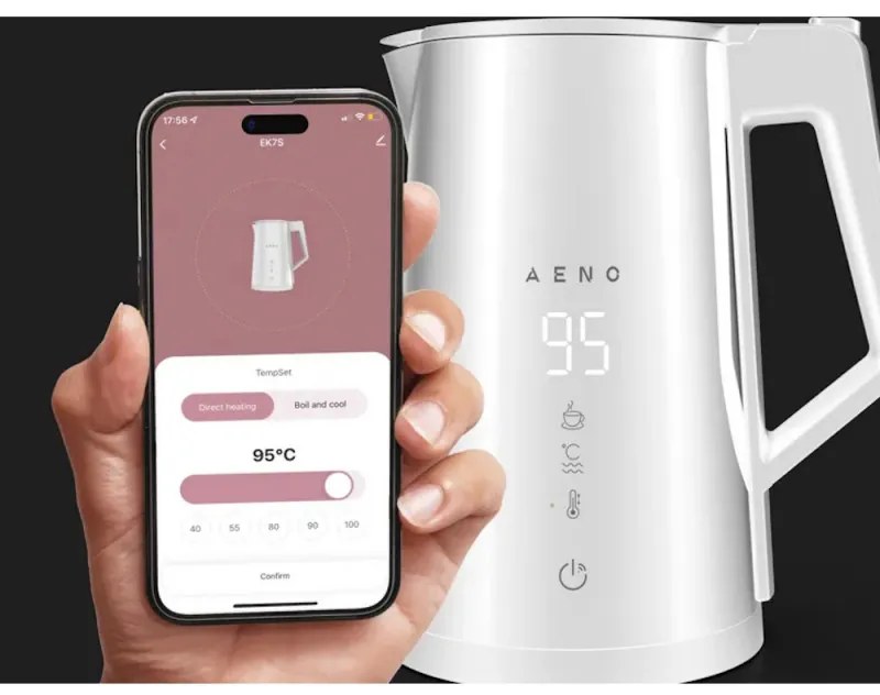 Ηλεκτρικός βραστήρας AENO AEK0008S, 1,7L, WiFi, προστασία STRIX, Οθόνη LED, Οθόνη αφής, Λευκό