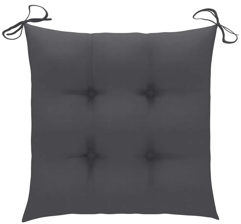 vidaXL Καρέκλες Κήπου 2 τεμ. από Μασίφ Ξύλο Teak με Ανθρακί Μαξιλάρια