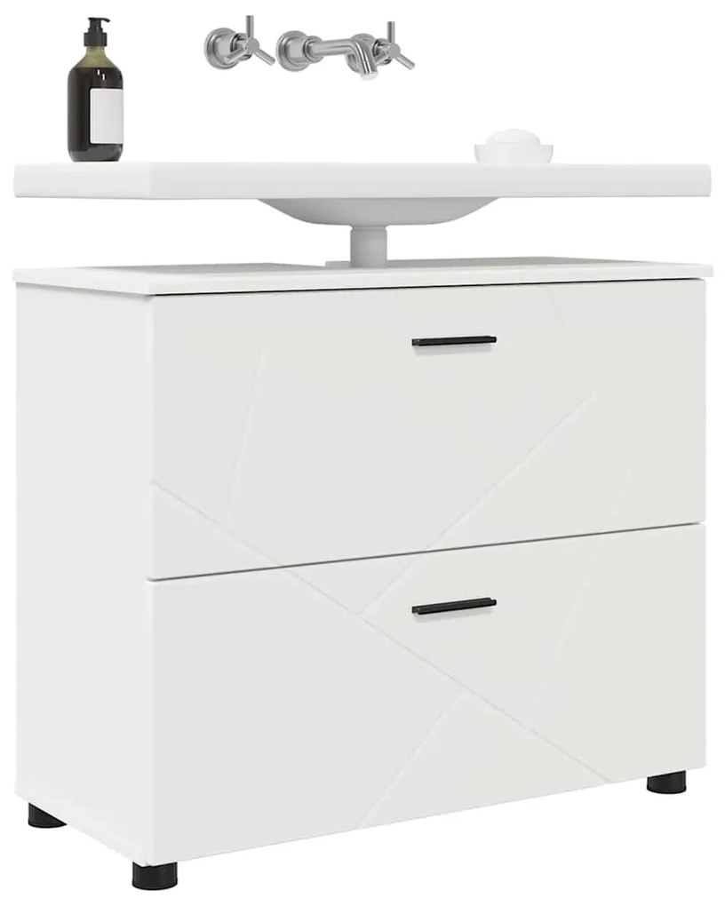 vidaXL Ντουλάπι Μπάνιου Λευκό 76,5 x 35 x 64 εκ Επεξεργασμένο ξύλο