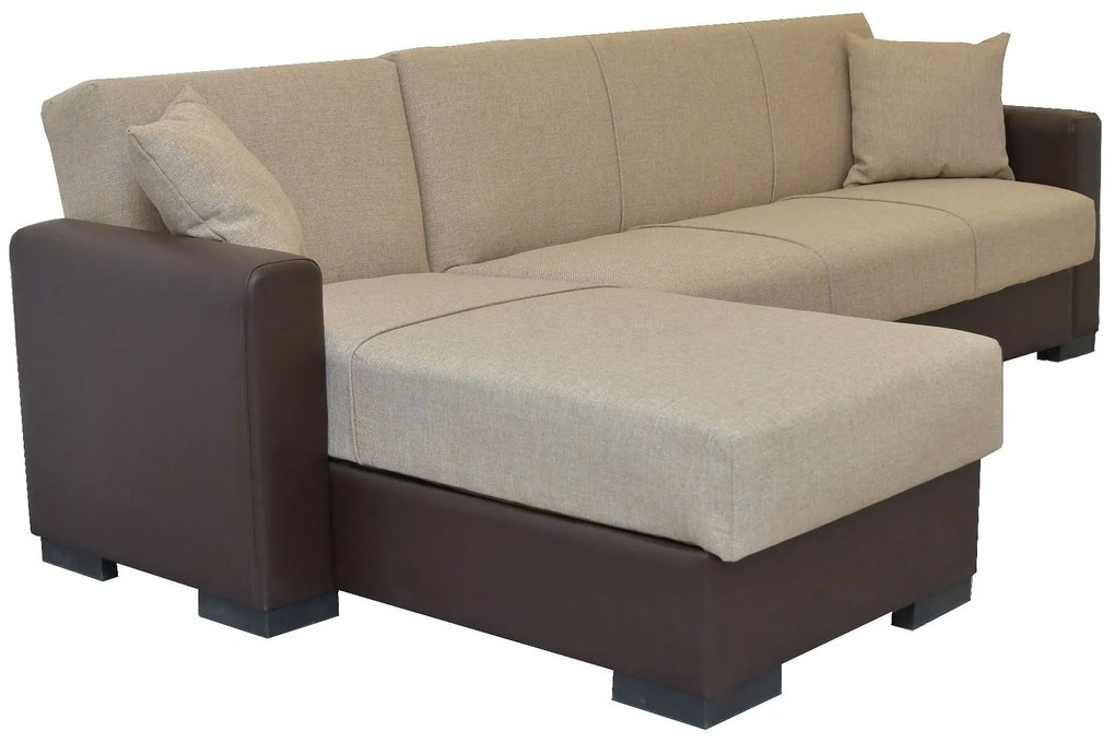 Καναπές Κρεβάτι Γωνιακός JOSE Μπεζ/Καφέ PU 270x165x84cm - Τεχνόδερμα - 14210001