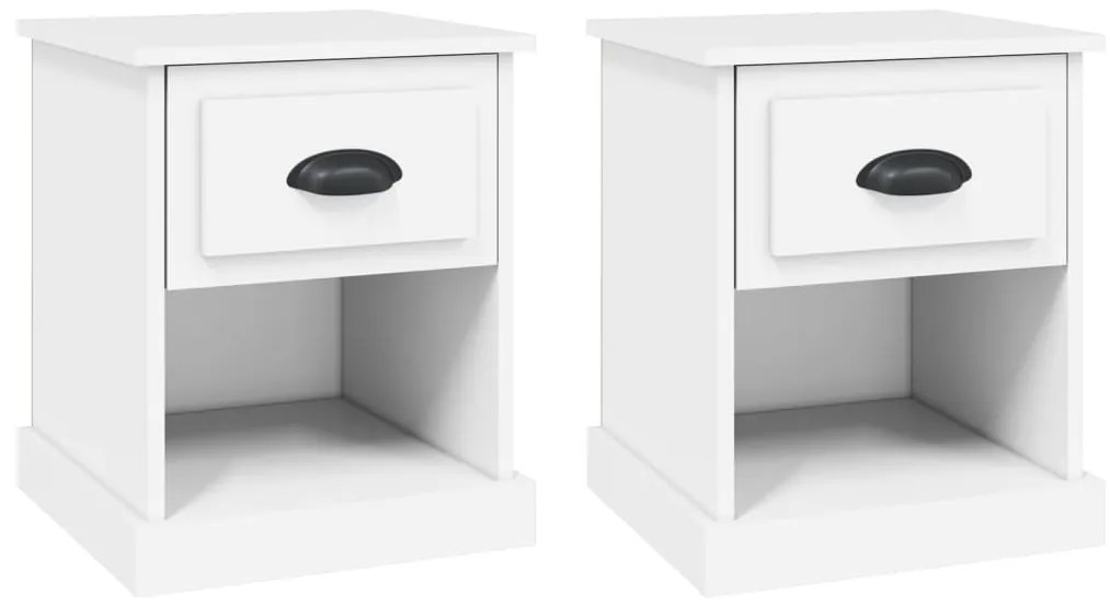 vidaXL Κομοδίνα 2 τεμ. Λευκά 39 x 39 x 47,5 εκ. από Επεξεργασμένο Ξύλο