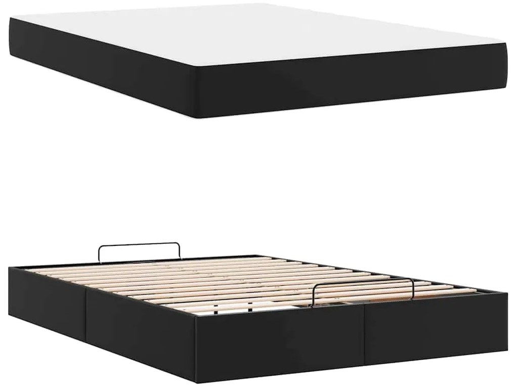 vidaXL Σκελετός κρεβατιού με στρώμα με στρώμα 2 pcs Μαύρο PVC